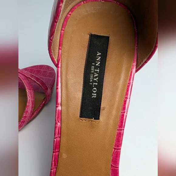 Stephanie Dorsay sandal Chic Pink Embossed Leather Pumps Heels 7.5 - Picture 5 of 8